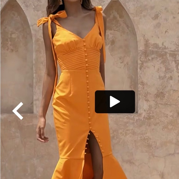 Stunning kamila tie strap micro button midi dress in orange. Size 8 RRP£118.00 - Picture 5 of 5